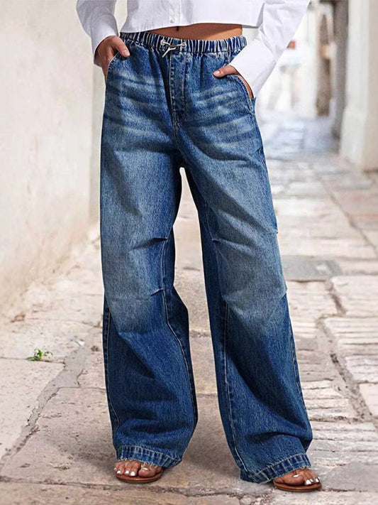 Loose Pleated Jeans