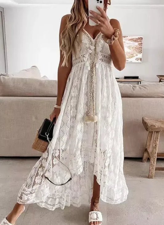 Crochet Lace Maxi Dress for Women