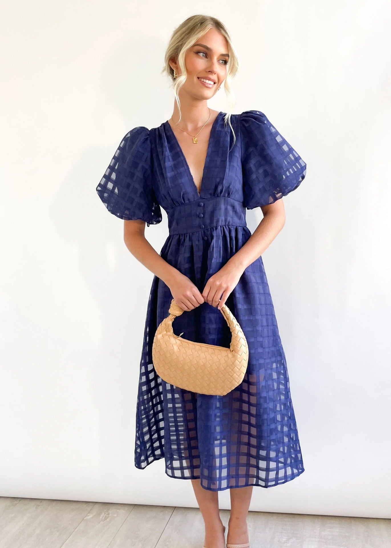 Paradise Midi Dress - Navy Blue