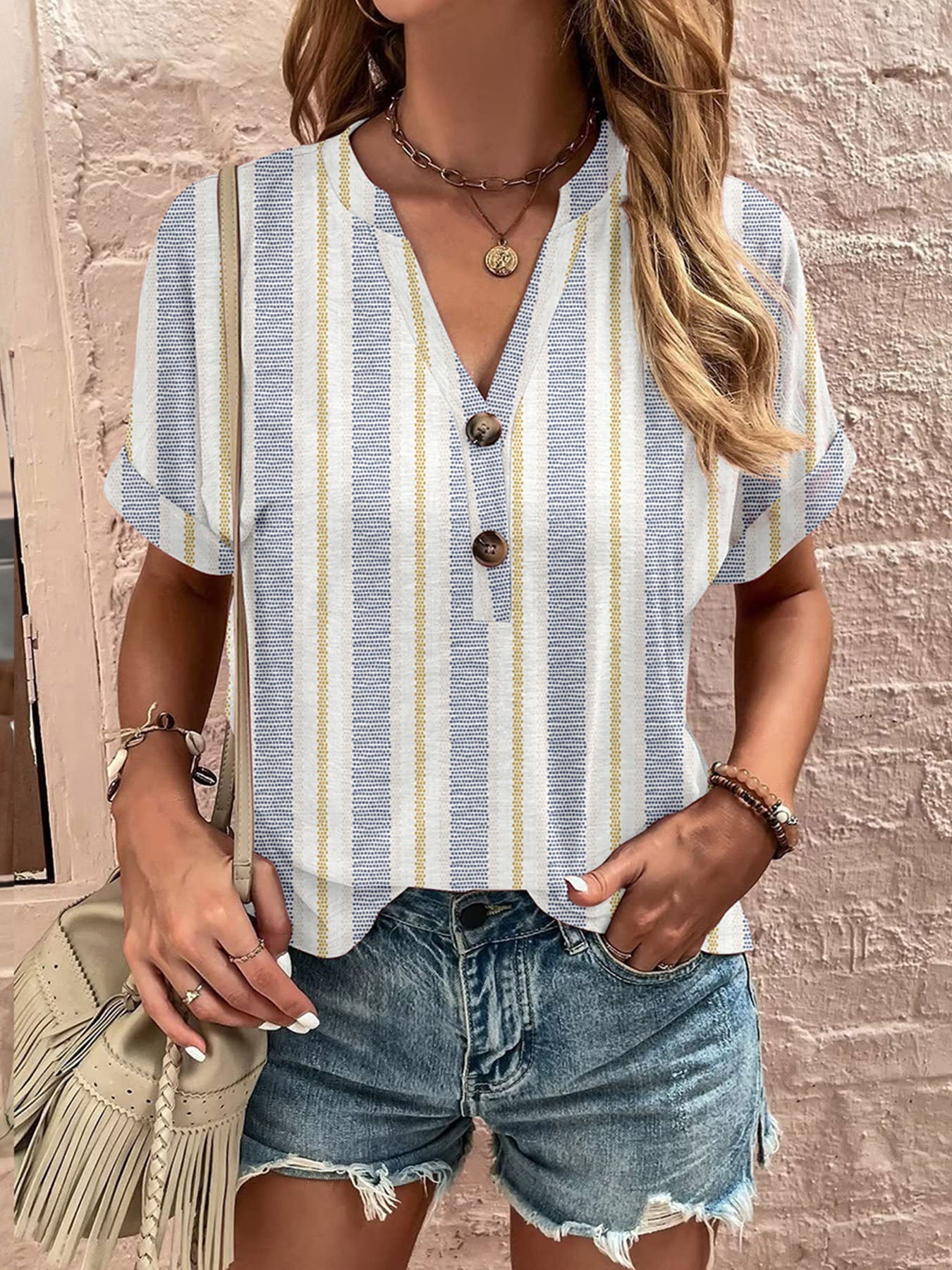Button Fashion Tops