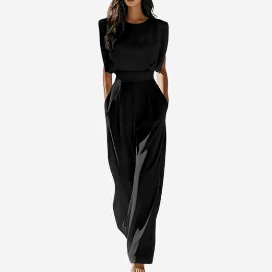 Women's High Neck Sleeveless Belted Jumpsuit – Tailored Formal Wear