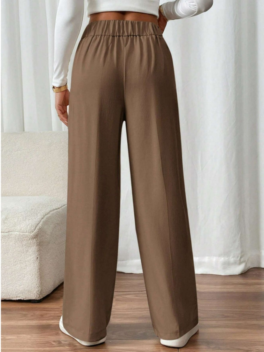 Casual High-waisted Loose Straight leg Pocket Pants