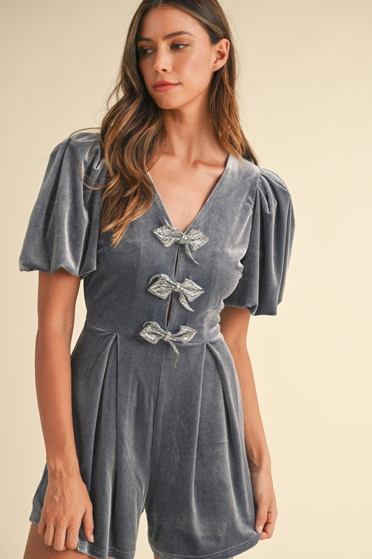 Bows Velvet Romper