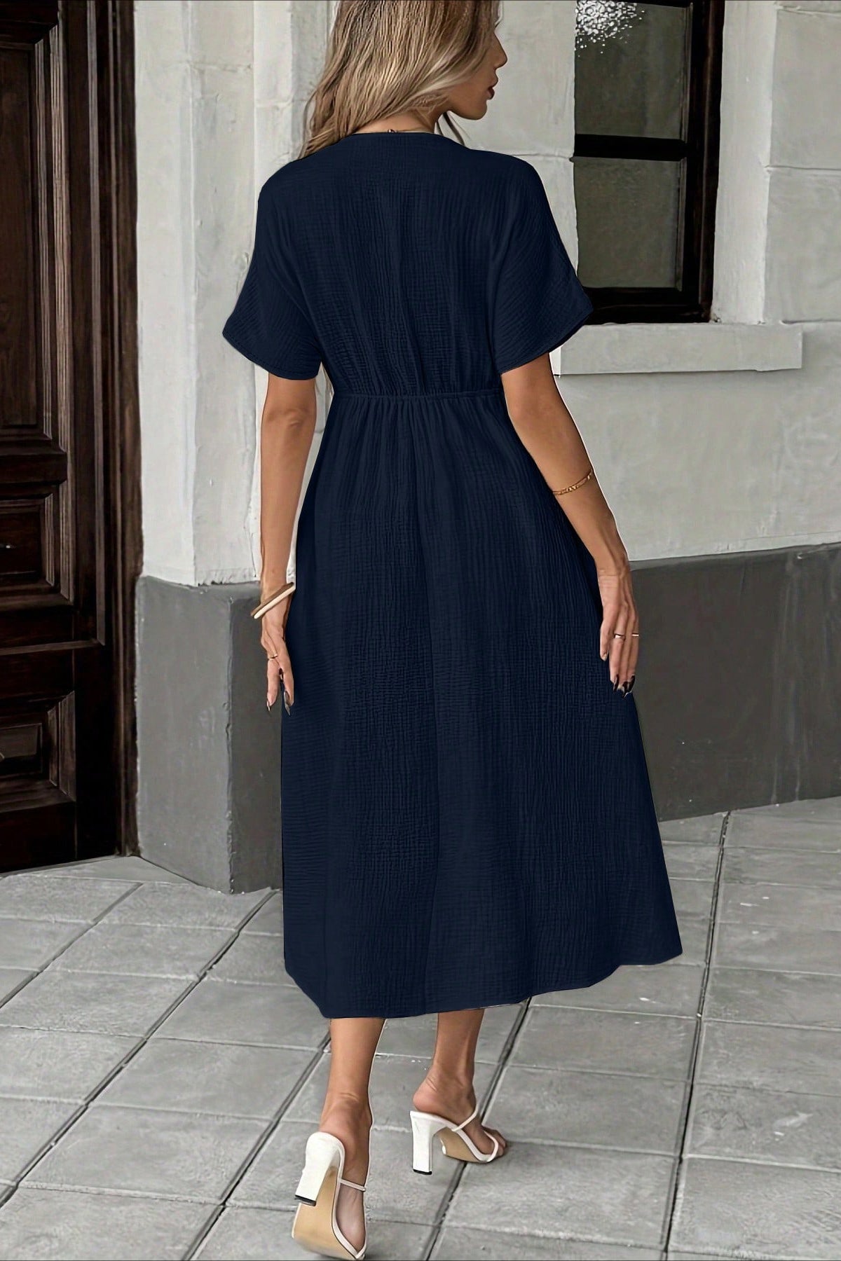 Bohemian Deep V Tie Waist Flowy Boho Dress