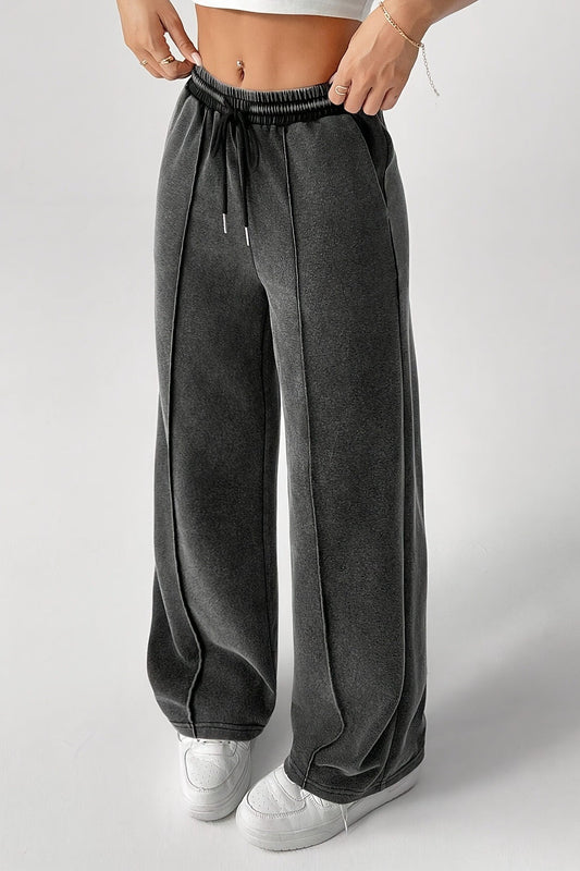Drawstring Low Rise Washed Loose Straight Jeans