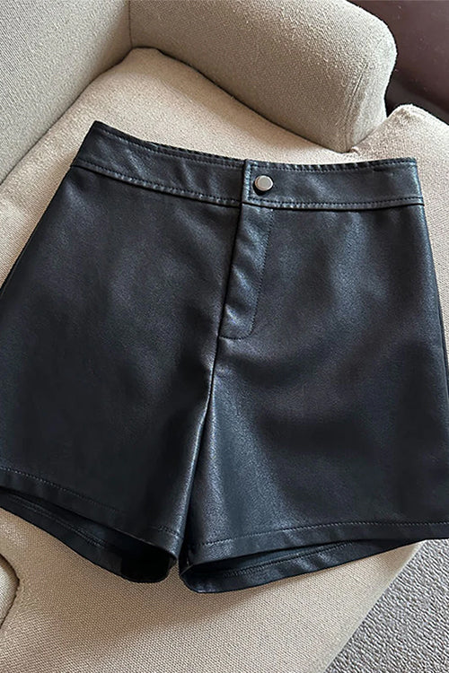 Margovil Chicest High Rise Faux Leather Shorts