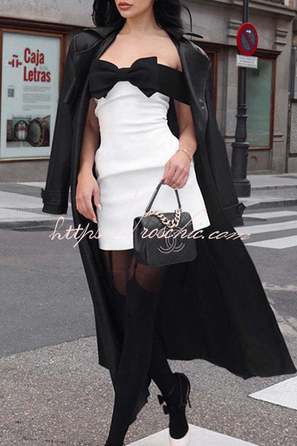 Exceptionally Chic Bow Off Shoulder Stretch Party Mini Dress