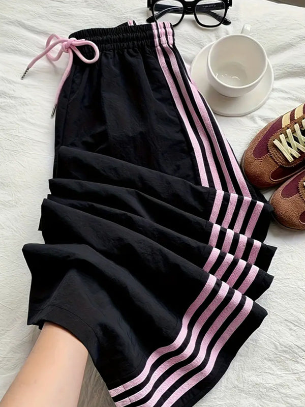 Retro Four-Stripe Straight Leg Pants