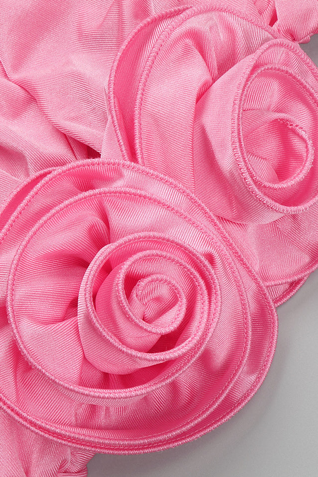Flower Appliqu_ Cut Out Minidress