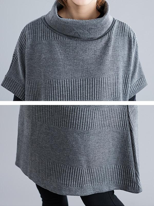 Casual Loose Short Sleeves Turtleneck Sweater Dress