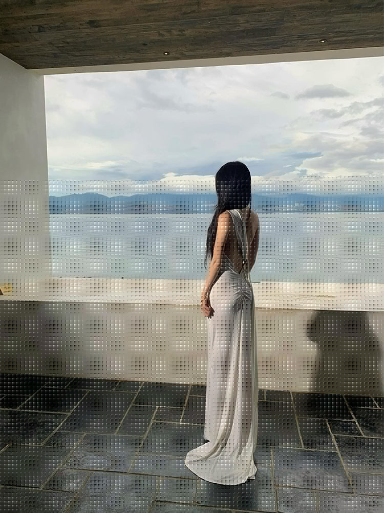 French-Inspired White Ribbon Tie Backless Maxi Dress – Beach & Evening Elegance