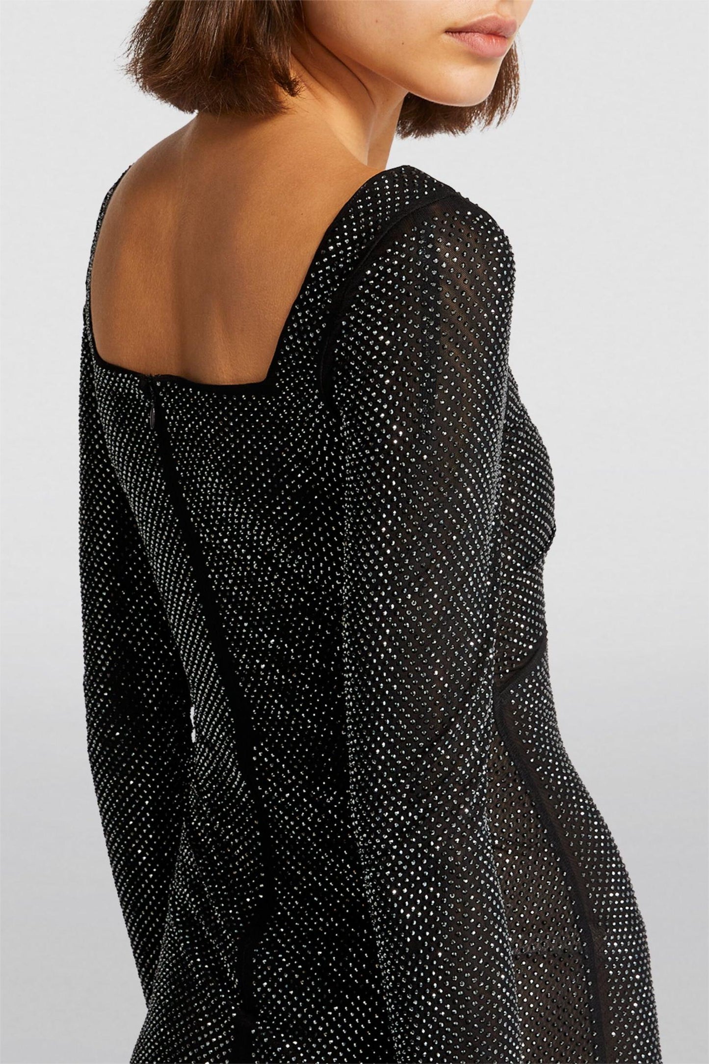 Rhinestone Sweetheart Neck Cut-Out Midi Dress