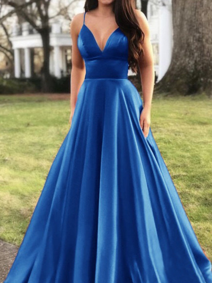 Satin V-neck Camisoles Maxi Dresses