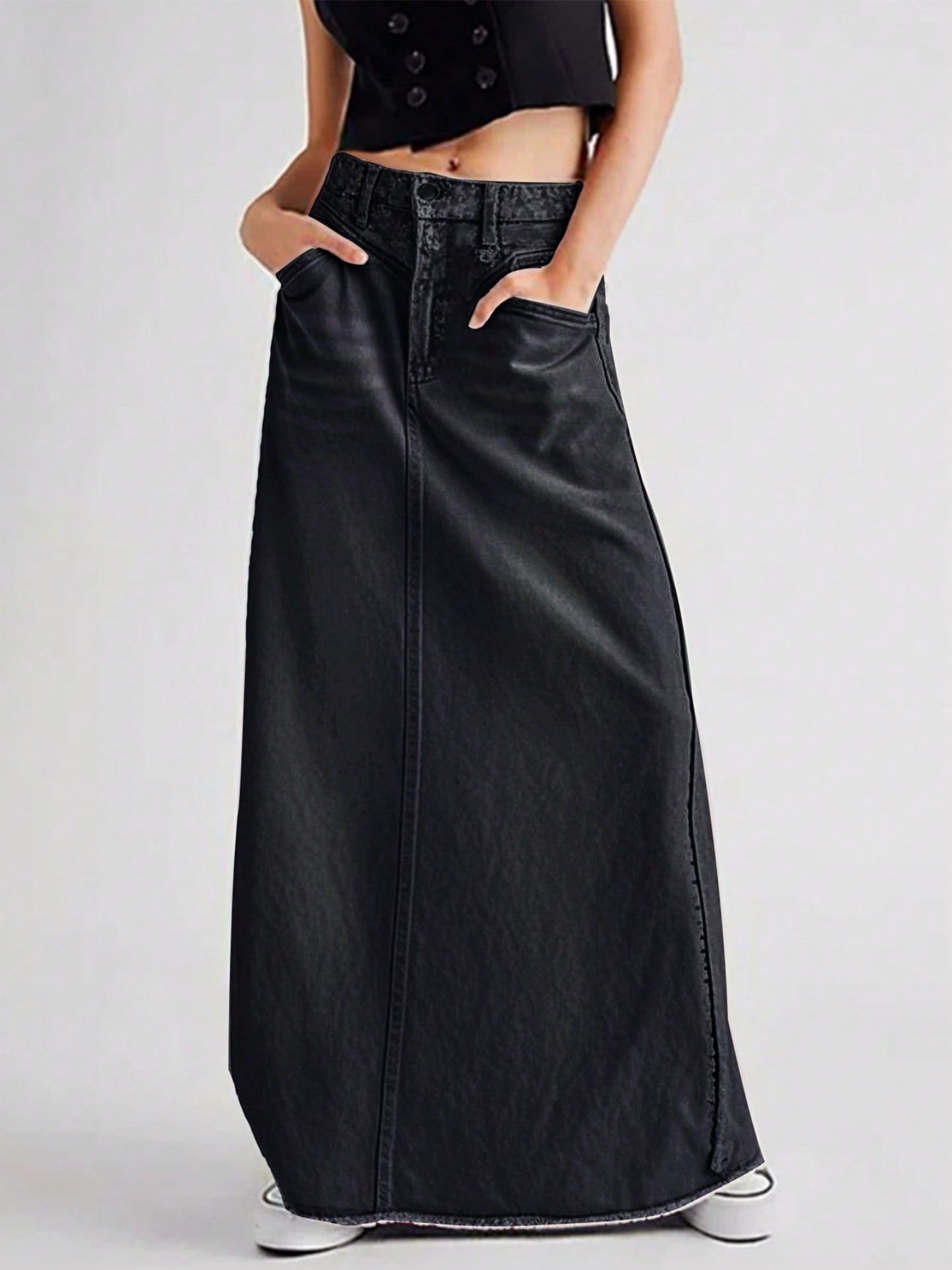 Denim Pocket High-waisted Skirts