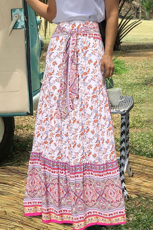 Relaxed Swing Bow Loose Pleated Bohemian Skirt