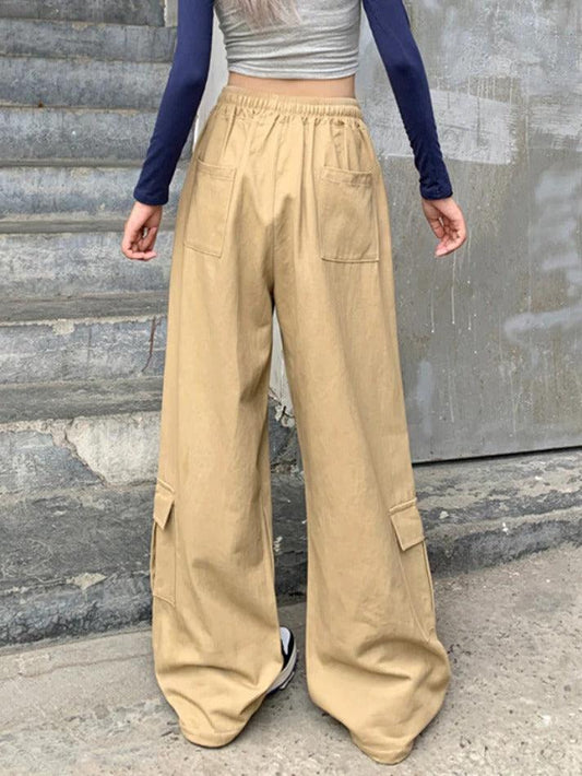 Vintage Drawstring Baggy Cargo Pants with Big Pockets