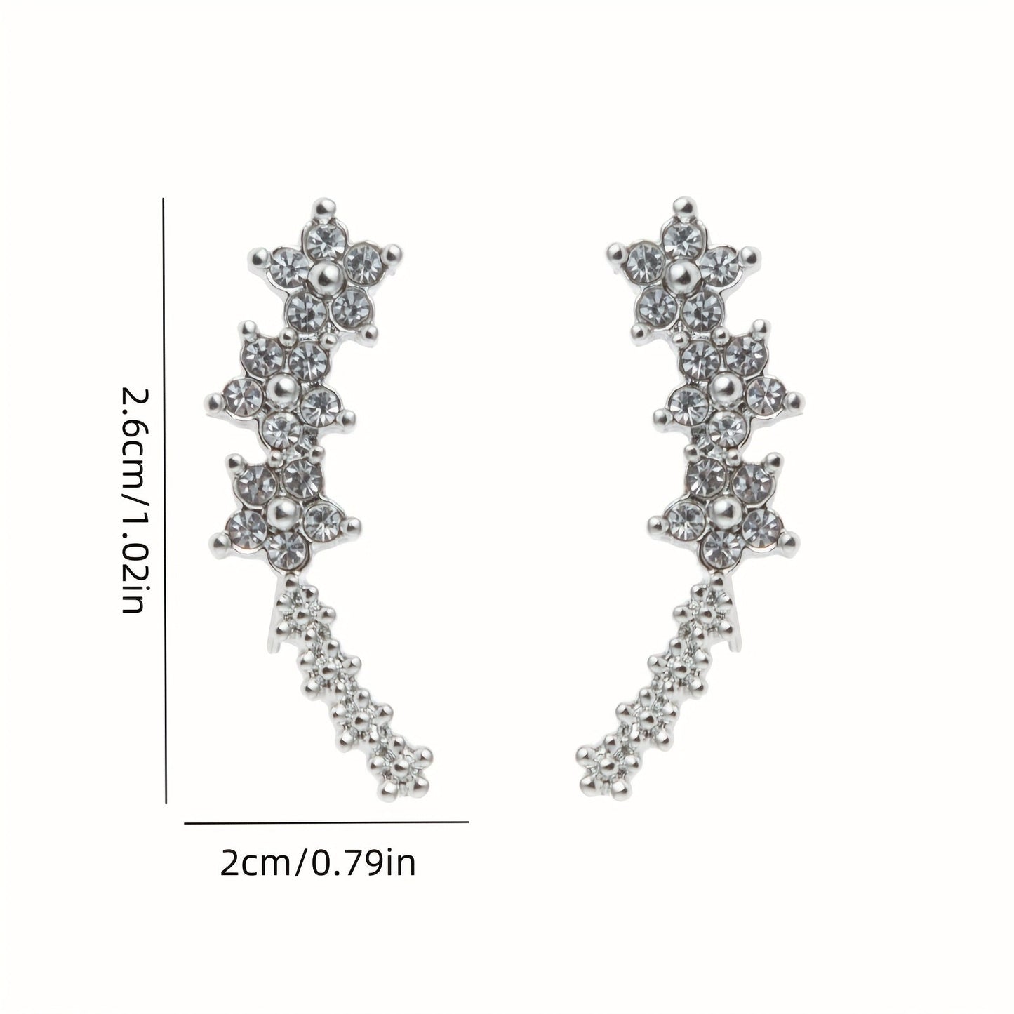 Women's Sparkly Floral And Star Ear Cuffs – Elegant Statement Jewelry