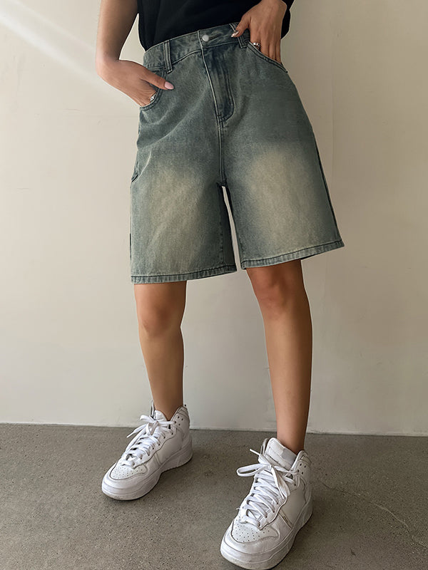 Vintage Loose Straight Denim Shorts