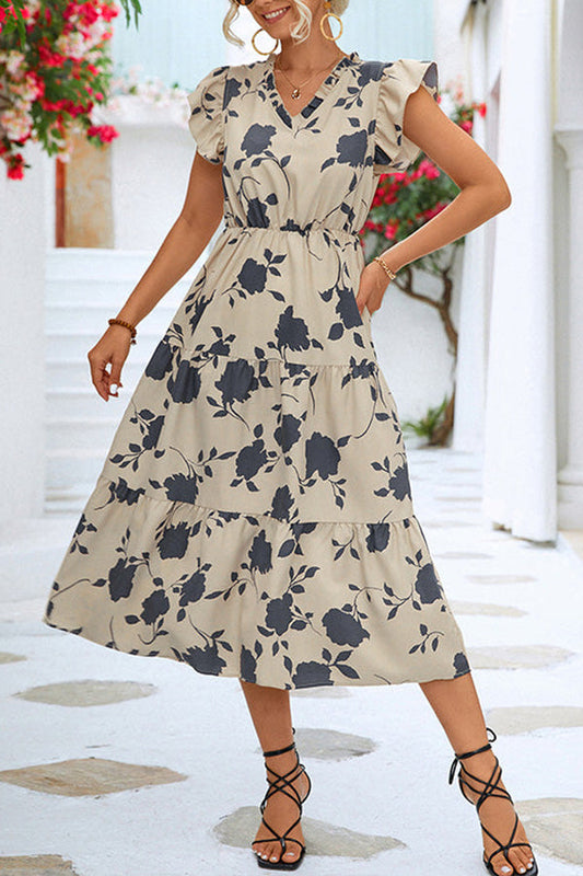 Like A Dream Ruffle Floral Midi Dress