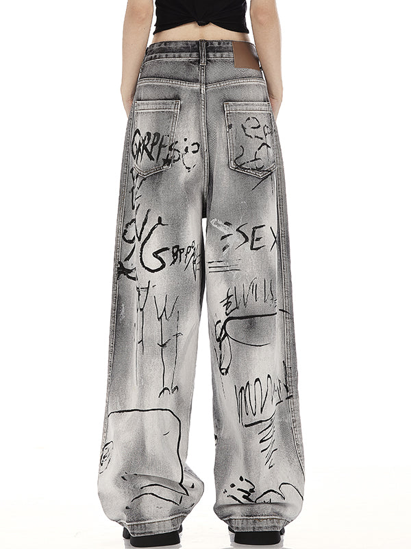 Straight style with retro trendy brand design Boyfriend Jeans