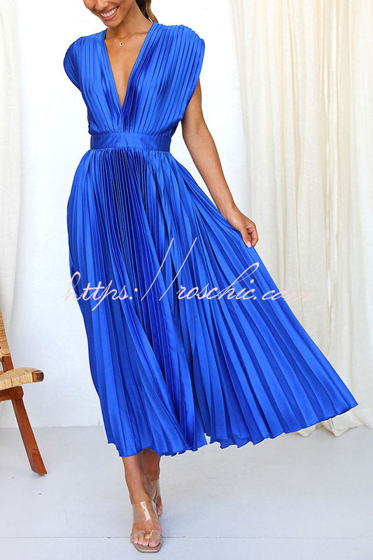 Hello Gorgeous Satin Pleated Midi Dress