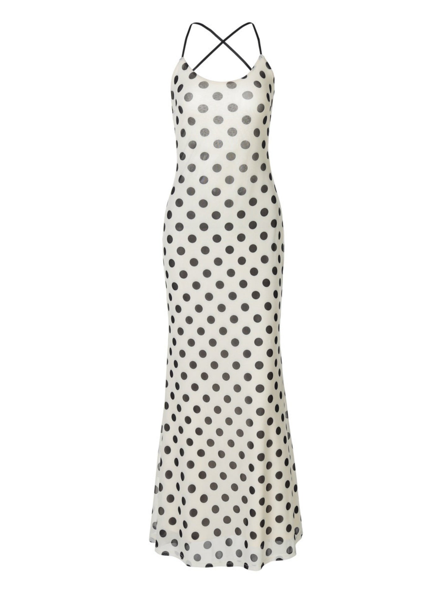 Polka Dots Sleeveless Slim-fit Maxi Dresses