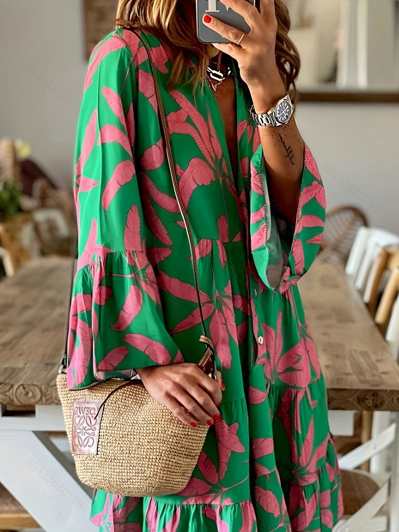 Leaves Print Dress