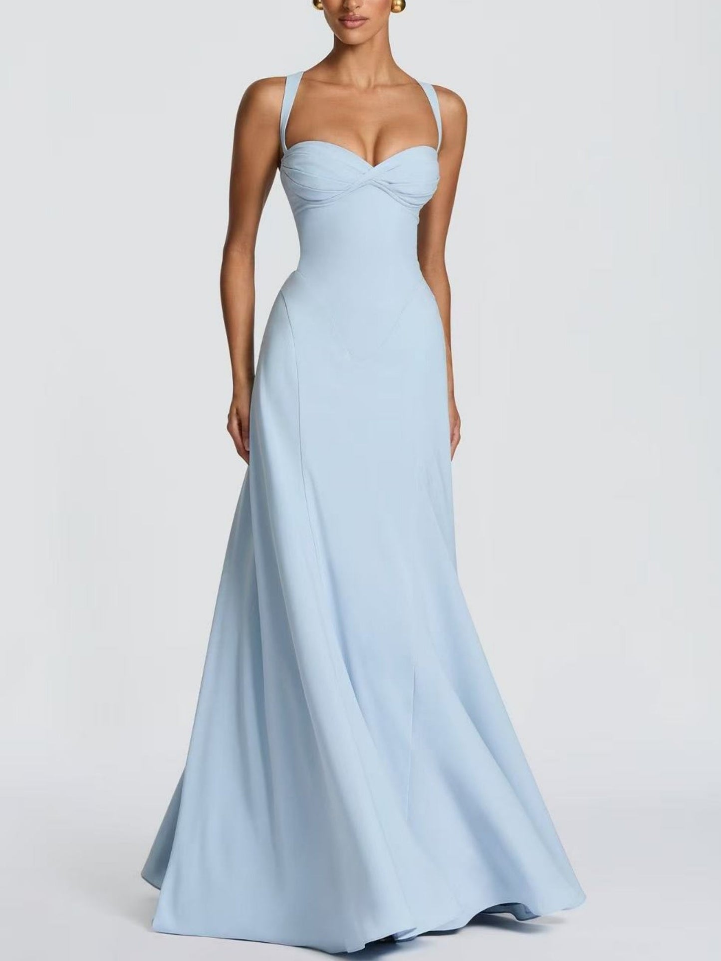 Backless Strappy Neckband Large Skirt Maxi Dresses