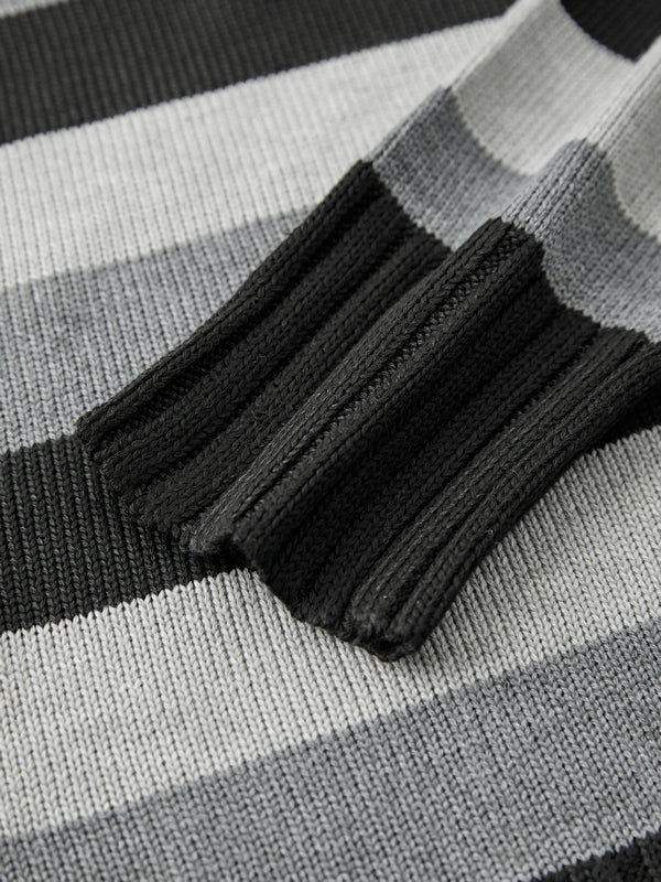 Stripe Button Decor Knit Sweater