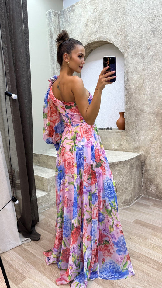 Women’s Floral Off Shoulder Summer Dress - Elegant Flowy Event Gown