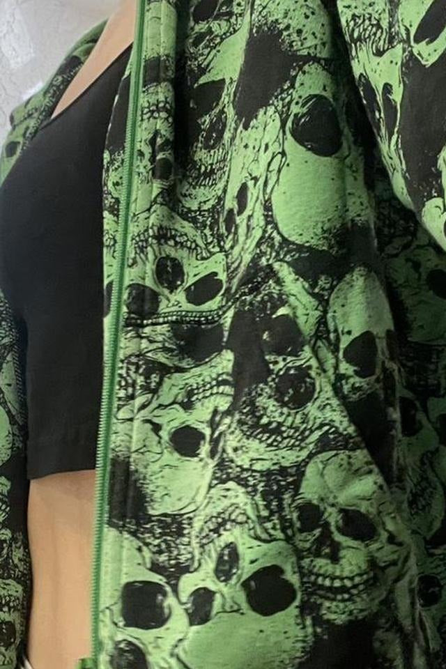 Skull Graphic Zip-Up Hoodie