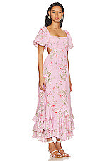 Floral Smocking Puff Sleeve Midi Dress