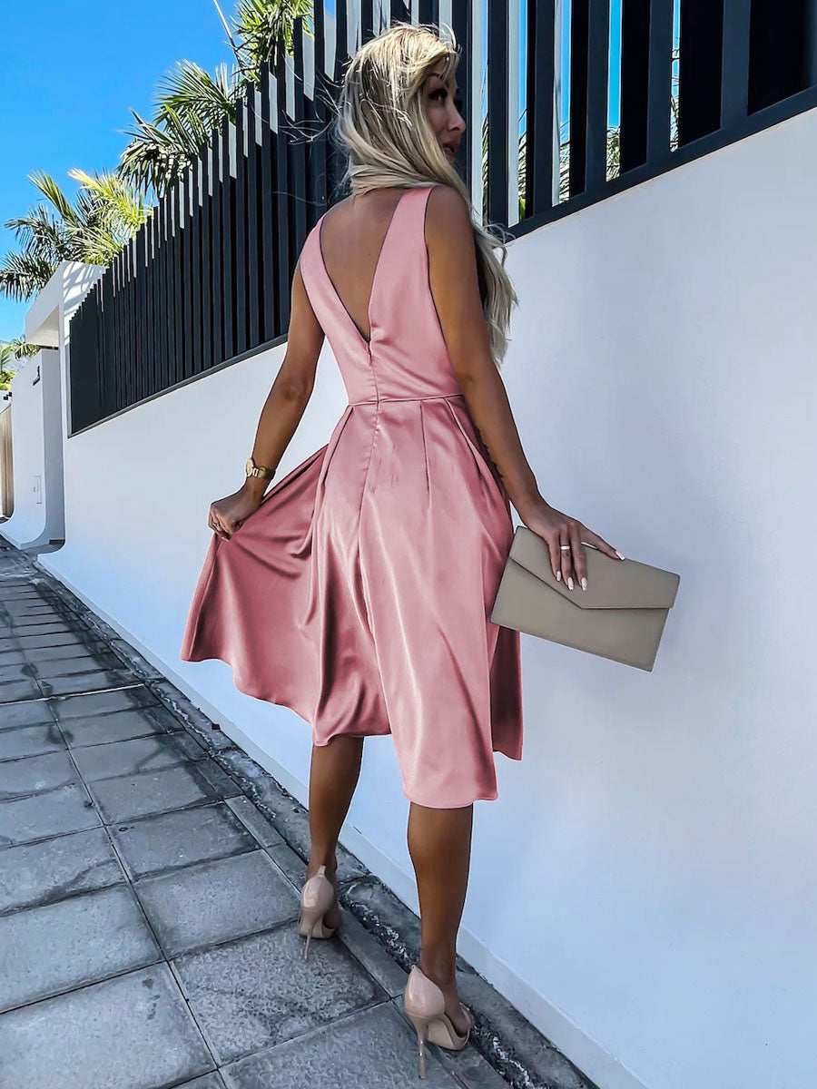 Party Dresses Aqua Sleeveless Semi Formal Midi Dress