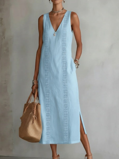 Lace Solid Color Midi Dress