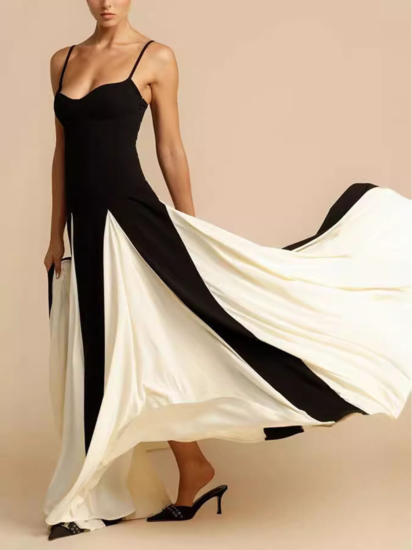 Slim Contrast Strap Dress