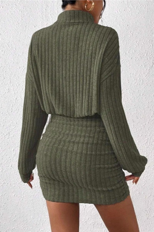 Sexy Knit Turtleneck Long Sleeve Bodycon Sweater Dress