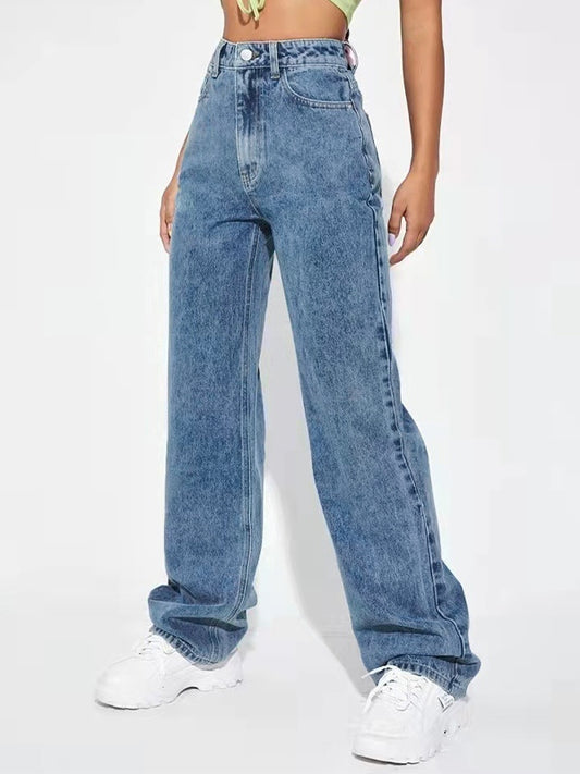 Washed Mopping Boyfriend Jeans