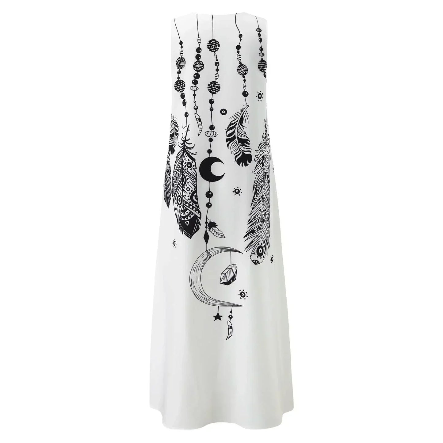 Butterfly Print Notched V-Neck Side Pocket Flowy Maxi Dress