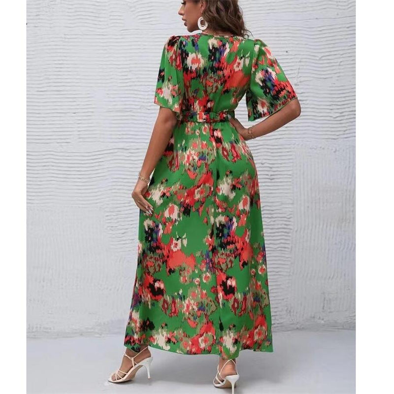 Bohemian V-Neck Maxi Dress for Beach and Casual Wear