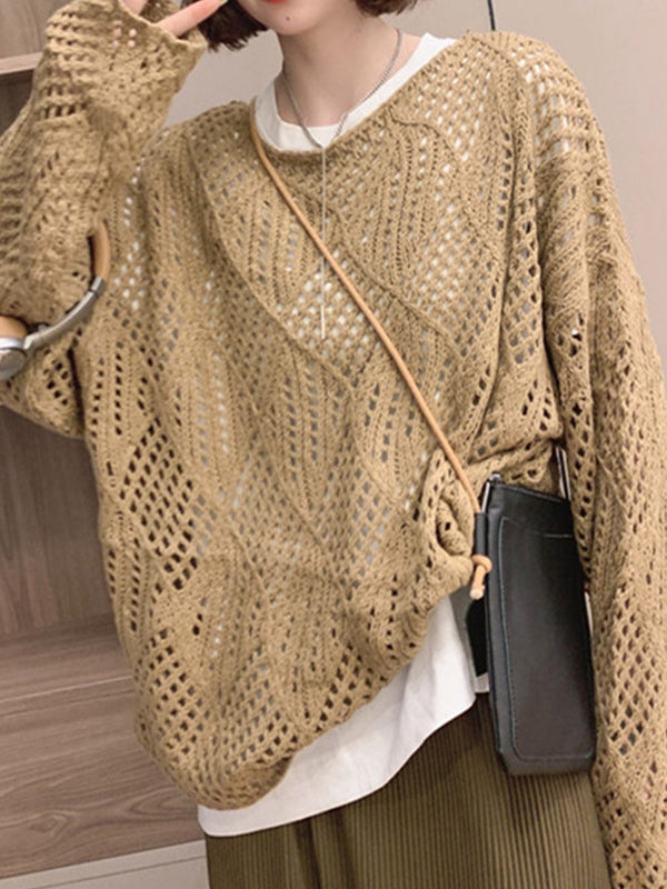 Cutout Loose Long Sleeve Knit