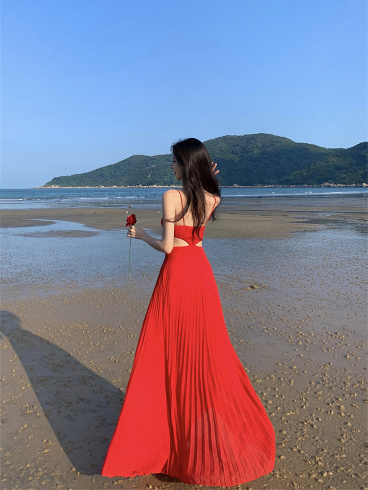 Dopamine Yellow Spaghetti Strap Maxi Dress – Sexy Backless Vacation Outfit