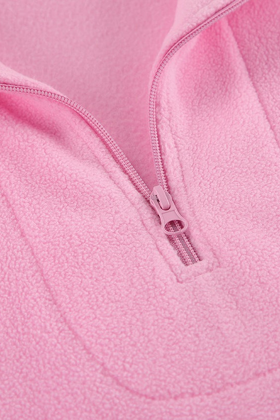 Women's Pink Sherpa Collared Oversized Hoodie