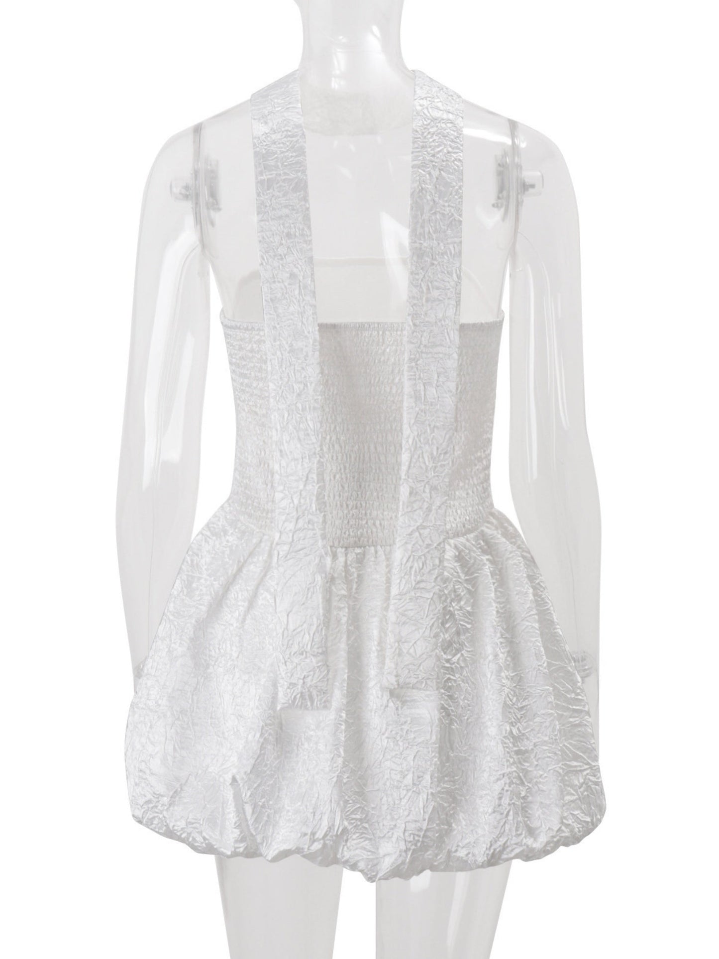 Ribbon Pleated Strapless Waist Shaping Mini&Short Dresses