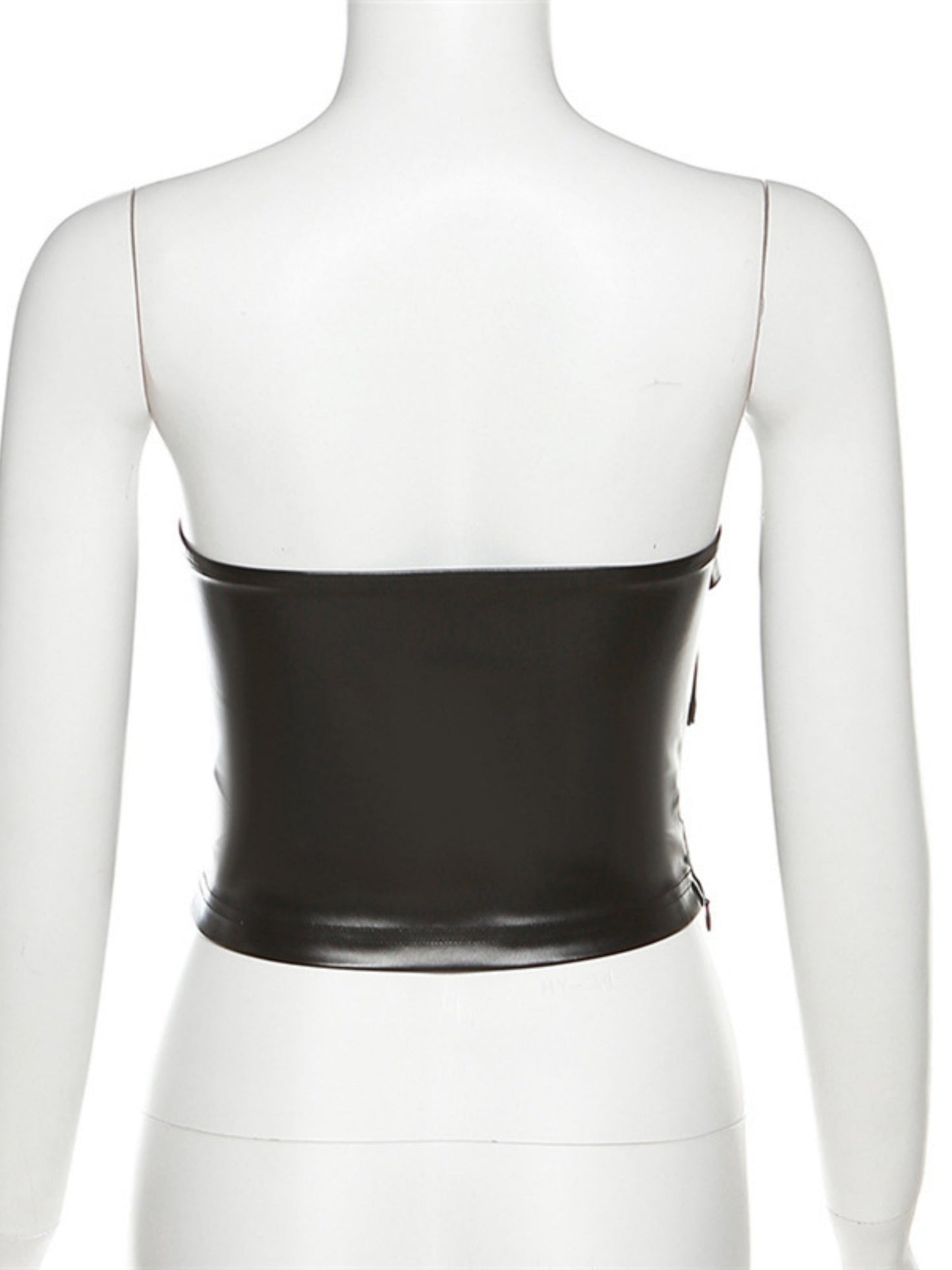 PU Leather Metal Buckle Decoration Strapless Vest
