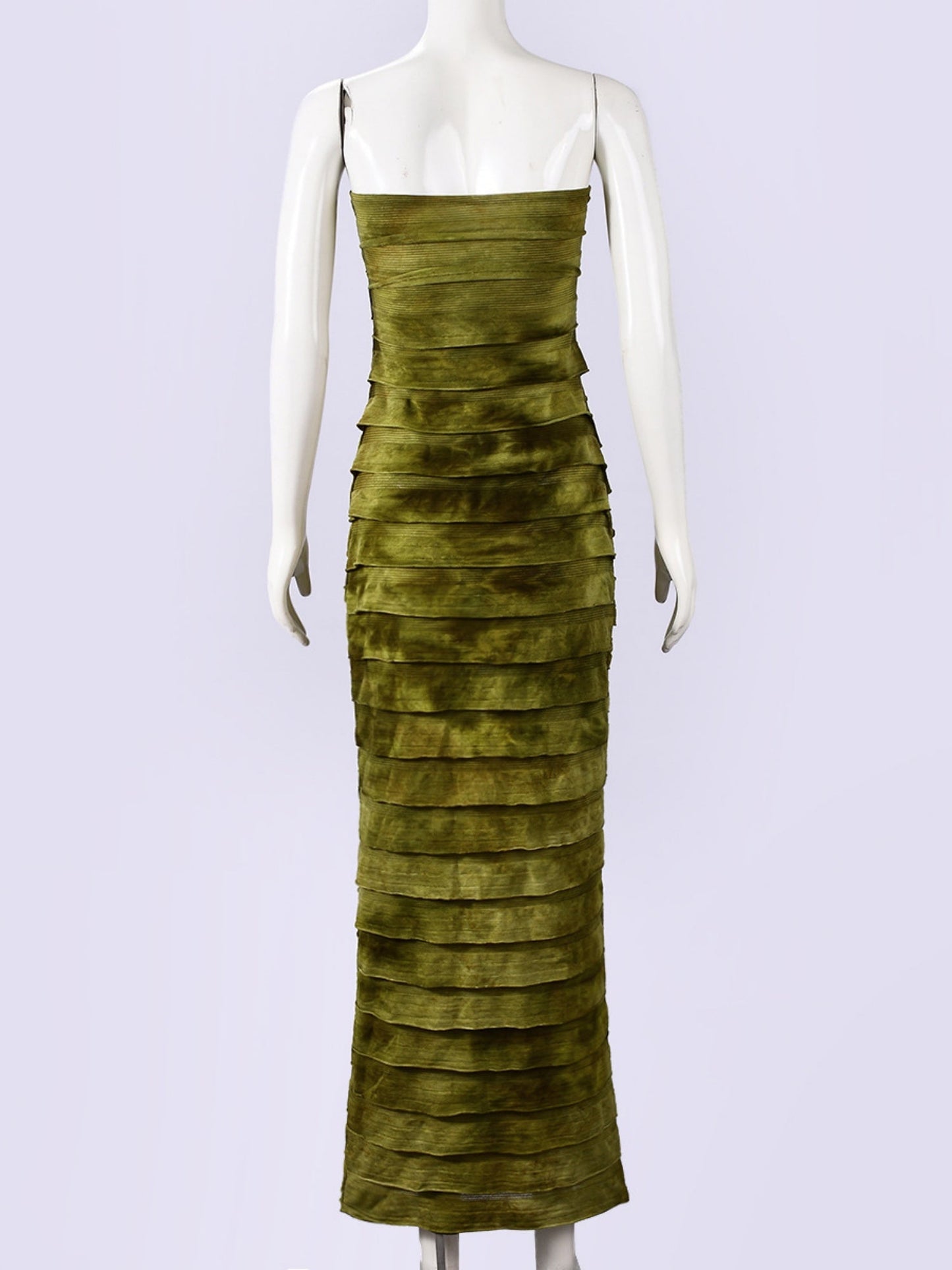 Tie-dye Splicing Strapless Backless Maxi Dresses