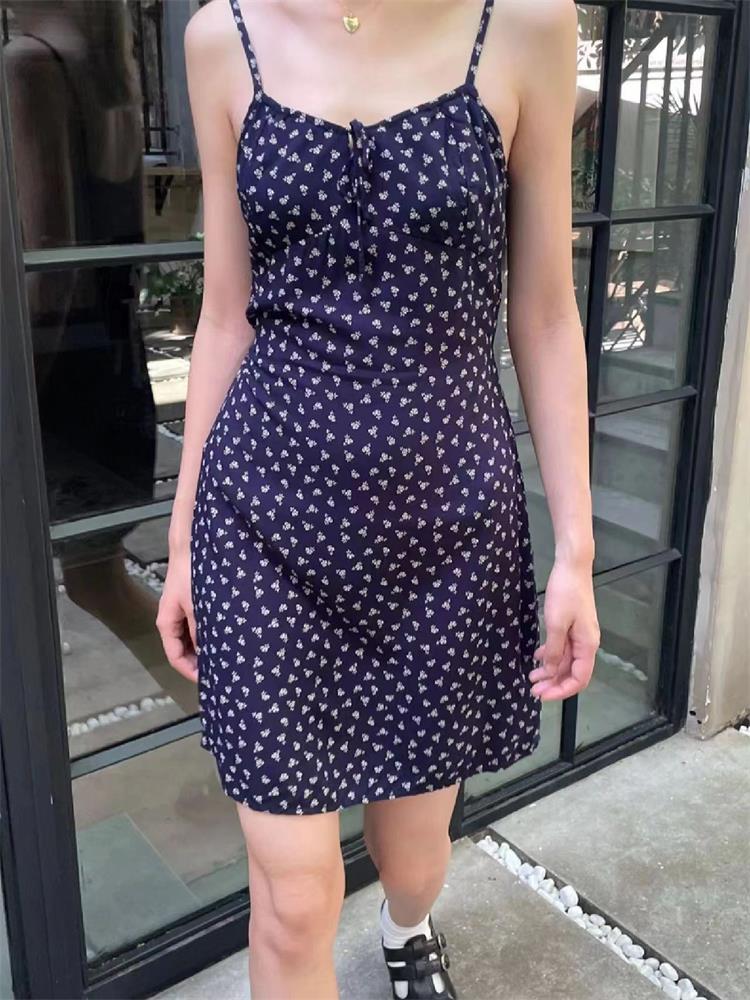 Red Sleeveless Floral Lace Up Mini Dress Summer Women Fashion Sexy Party Club Beach Spaghetti Strap Dresses Y2k Clothes 