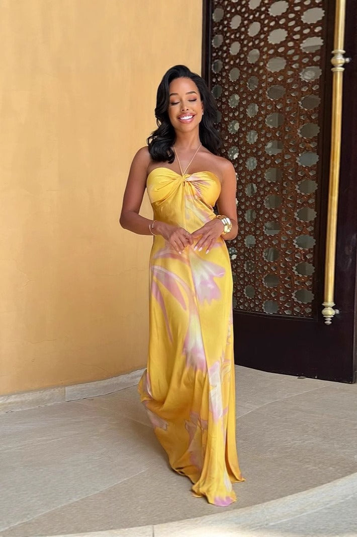 | Backless Strapless Beach Maxi Dress