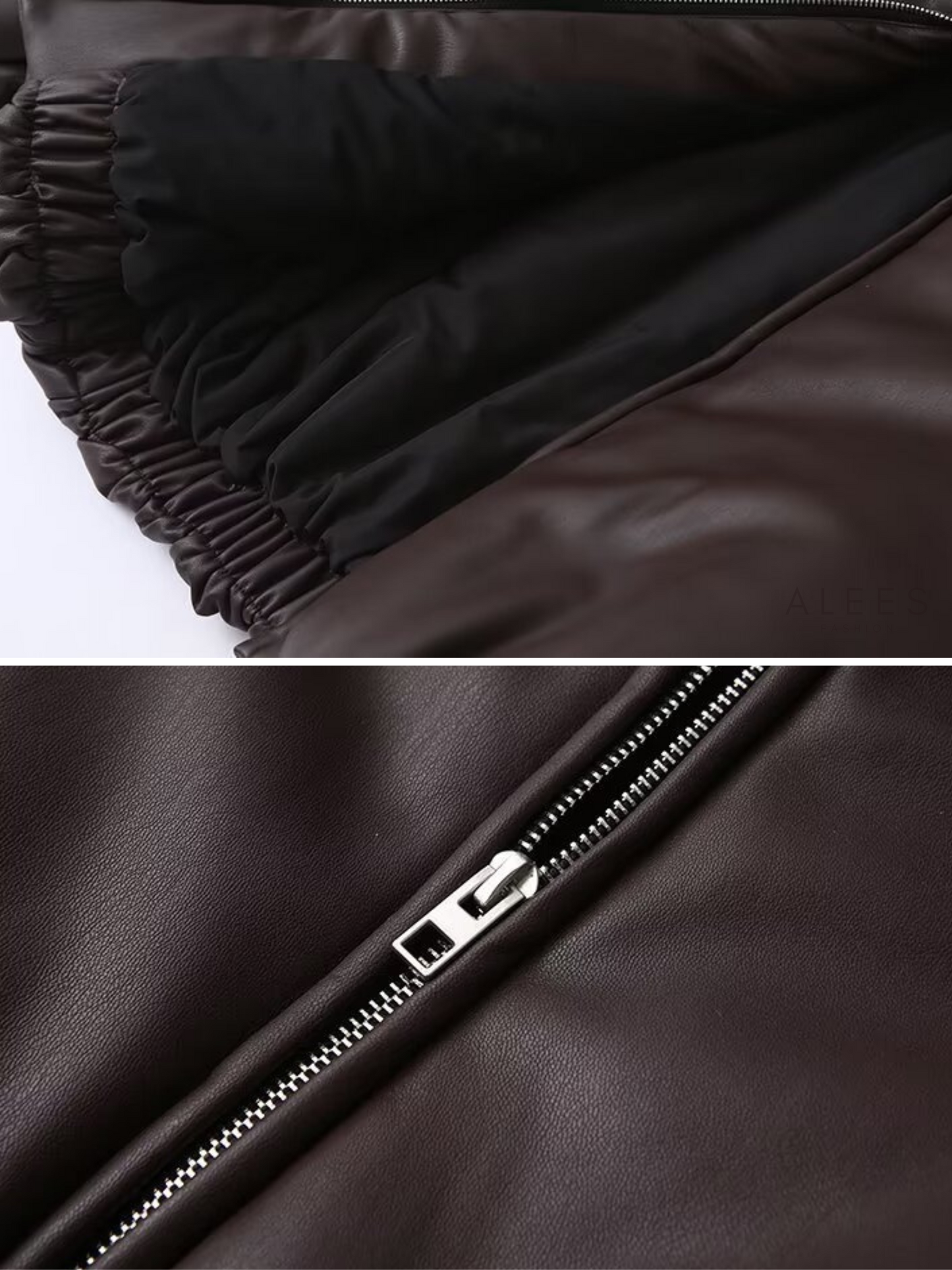 Alizay Faux Leather Puffer Jacket
