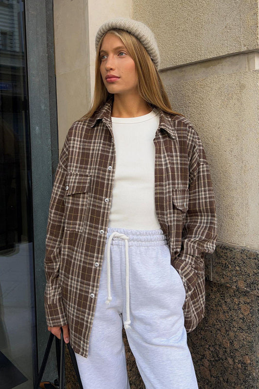 Plaid Striped Mid-Length Blouse