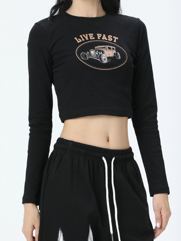 Lettering Printed Long Sleeve Tee